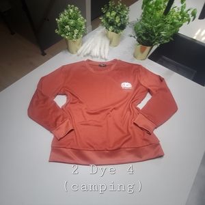 2 DYE 4 Très beau hoodie crewneck orange brûlé avec motif camping au devant